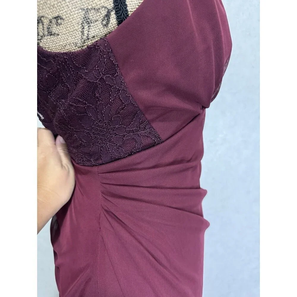 VTG Womens Sz 10 Midi Dress Maroon Baby Doll Sexy Valentines Y2k Chic Cocktail
